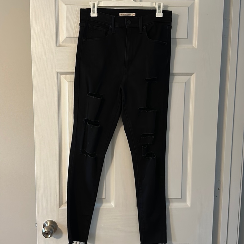 Levi’s Mile High Super Skinny Ripped Black Jeans